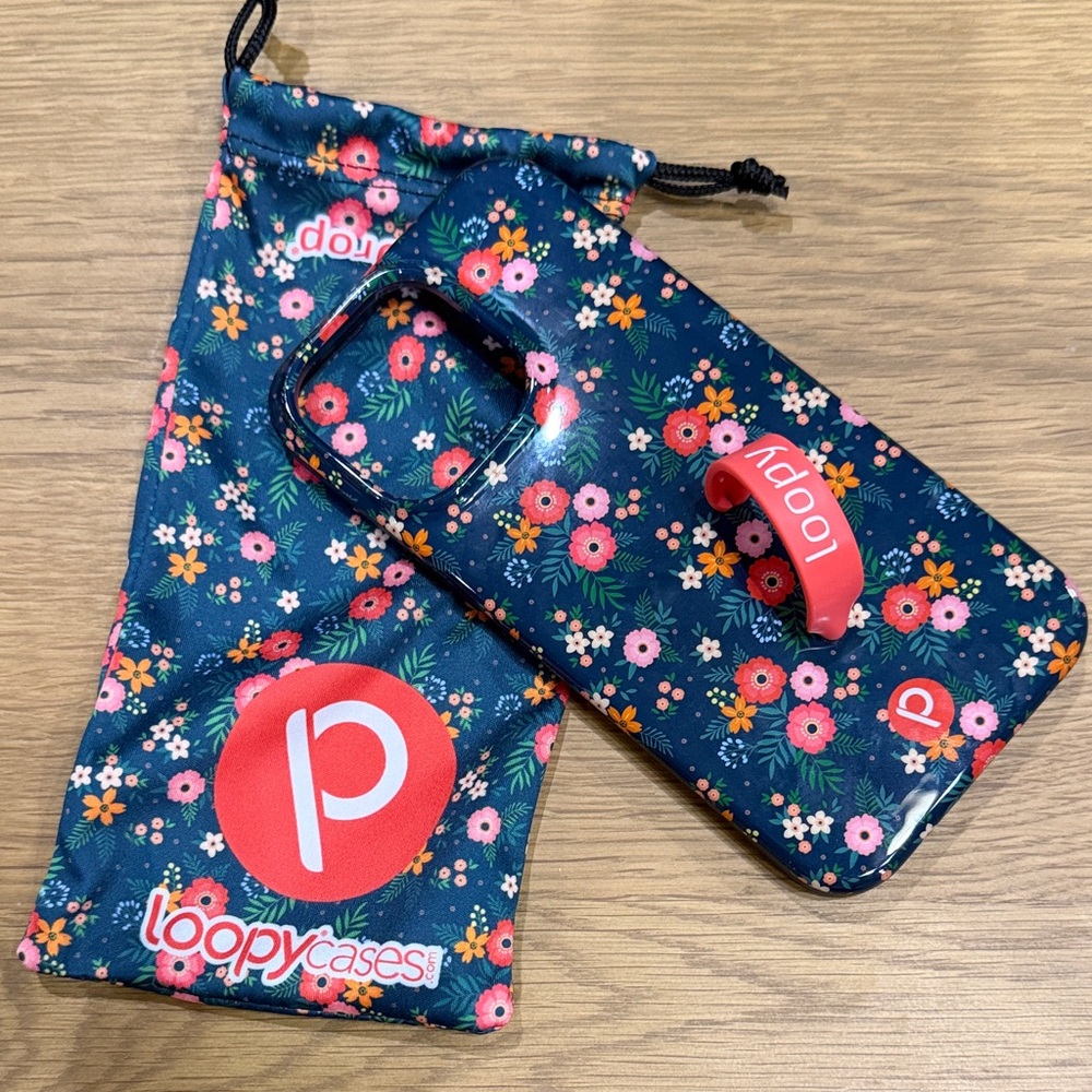 Loopy Case Kids Floral Phone Case - Navy and Pink